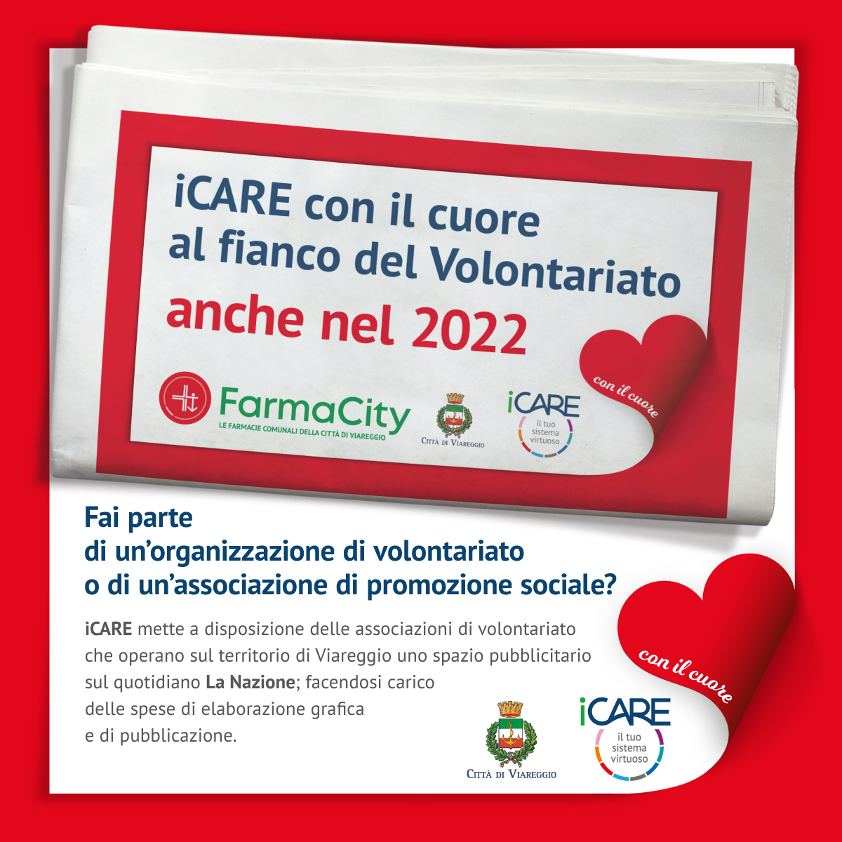 iCARE con il cuore al fianco del volontariato anche nel 2022